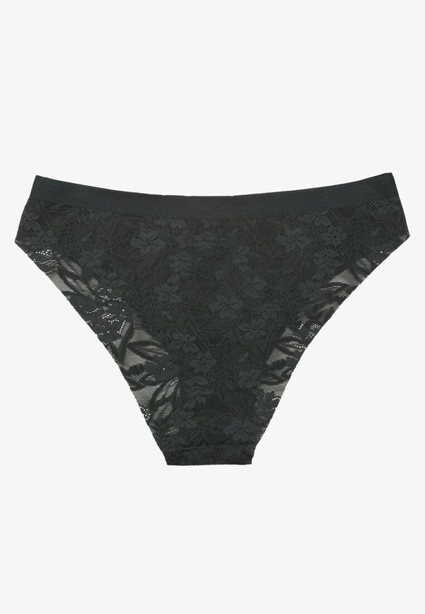 Renee - Ciemnozielone Koronkowe Majtki Typu Figi Lililoria. Kolor: zielony. Materiał: koronka