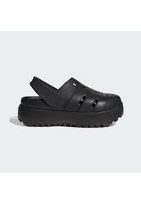 Adidas - Klapki Adilette Platform. Kolor: czarny. Obcas: na platformie. Styl: sportowy