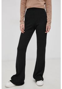 only - Only Spodnie damskie kolor czarny dzwony high waist. Stan: podwyższony. Kolor: czarny. Materiał: materiał #2