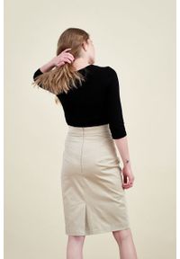 Marie Zélie - Spódnica Leto bawełna z elastanem beż. Kolor: beżowy. Materiał: bawełna, elastan #4