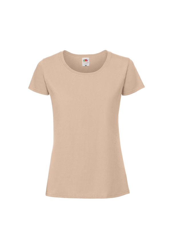 FRUIT OF THE LOOM - Koszulka Damska Iconic 195 Premium Ringspun Cotton T-shirt. Kolor: beżowy. Sport: turystyka piesza