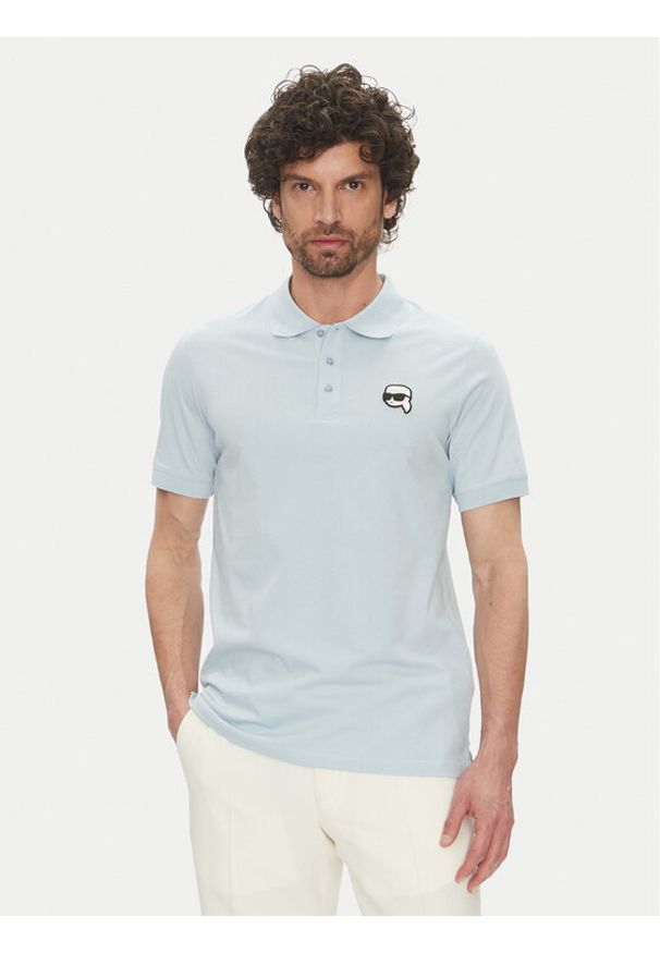 Karl Lagerfeld - KARL LAGERFELD Polo 745710 552224 Błękitny Regular Fit. Typ kołnierza: polo. Kolor: niebieski. Materiał: bawełna