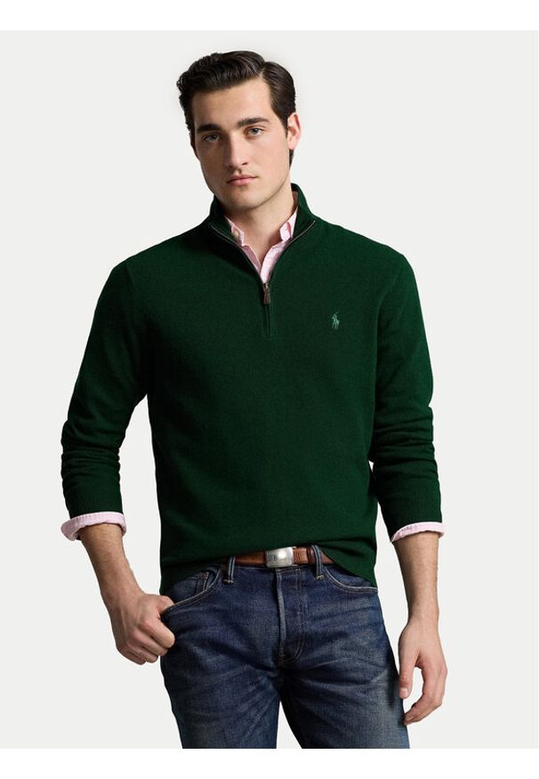 Polo Ralph Lauren Sweter 710876756014 Zielony Regular Fit. Typ kołnierza: polo. Kolor: zielony. Materiał: wełna