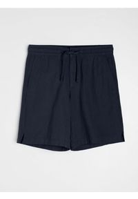 Sinsay - Szorty z domieszką lnu - granatowy. Kolor: niebieski. Materiał: len