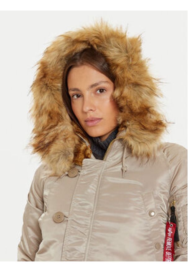 Alpha Industries Parka 113007 Brązowy Regular Fit. Kolor: brązowy. Materiał: syntetyk