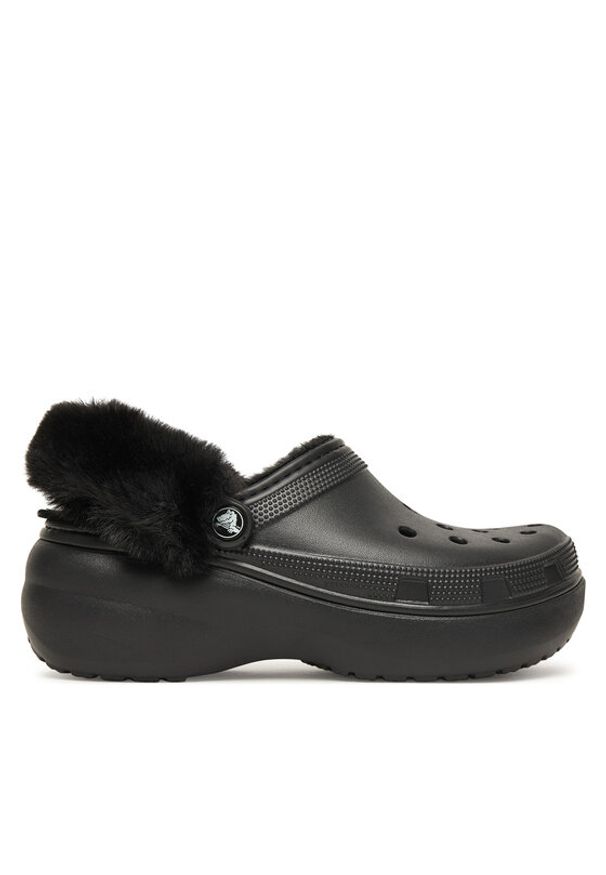 Crocs Klapki Classic Platform Fuzz Lined Clog 212854 Czarny. Kolor: czarny. Obcas: na platformie