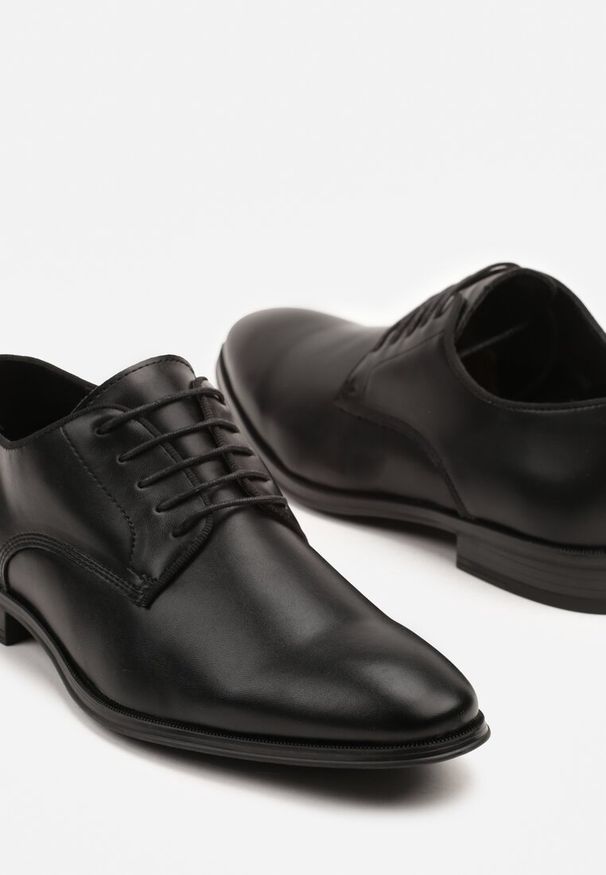 Born2be - Czarne Półbuty Sznurowane w Eleganckim Stylu Zalithe. Okazja: na spotkanie biznesowe. Kolor: czarny. Materiał: jeans. Obcas: na obcasie. Styl: elegancki. Wysokość obcasa: średni