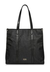 Ochnik - Czarna torebka shopperka damska. Kolor: czarny. Wzór: aplikacja. Materiał: skórzane, zdobione #1