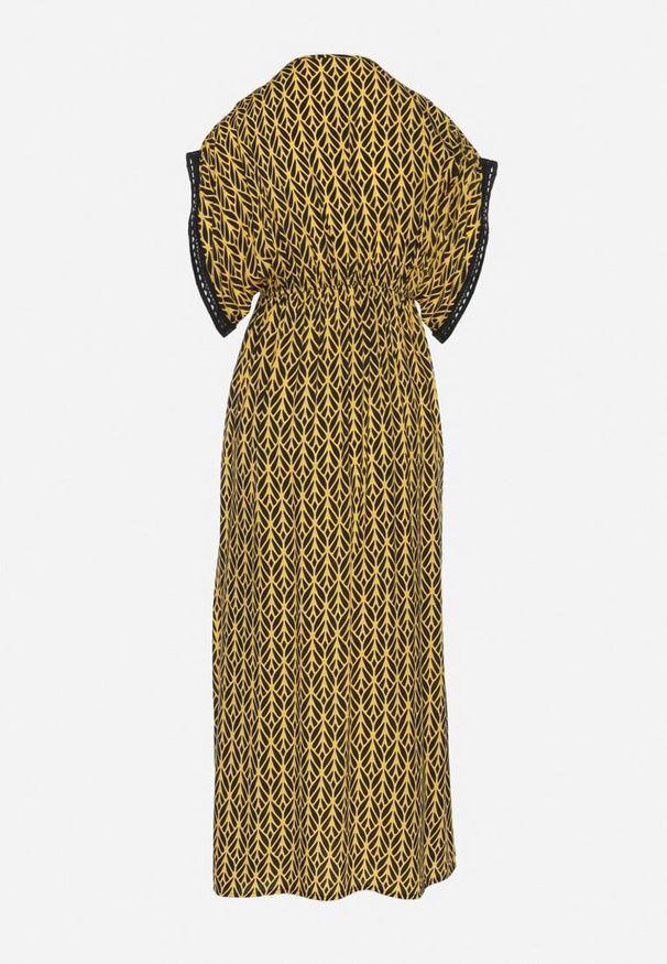 Born2be - Żółta Bawełniana Sukienka Rozkloszowana z Koronkowymi Wstawkami Laniwena. Kolor: żółty. Materiał: bawełna, koronka. Sezon: lato