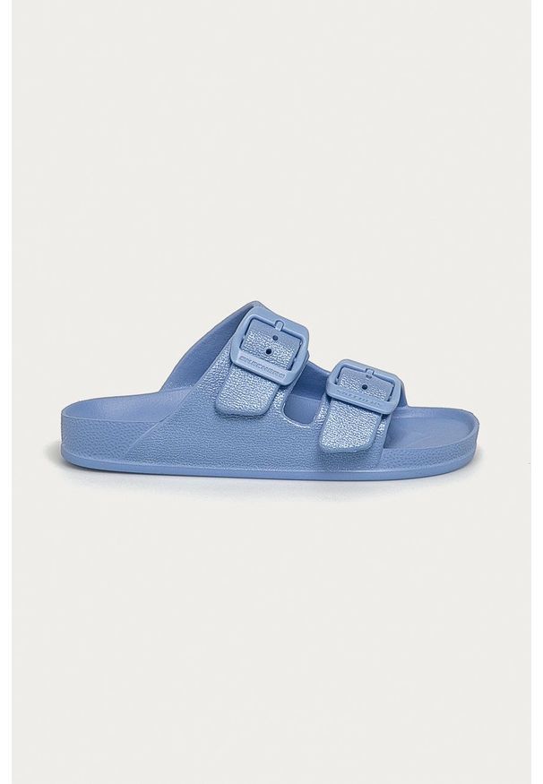 skechers - Skechers - Klapki dziecięce. Kolor: niebieski. Materiał: materiał, guma. Wzór: gładki. Obcas: na obcasie. Wysokość obcasa: niski