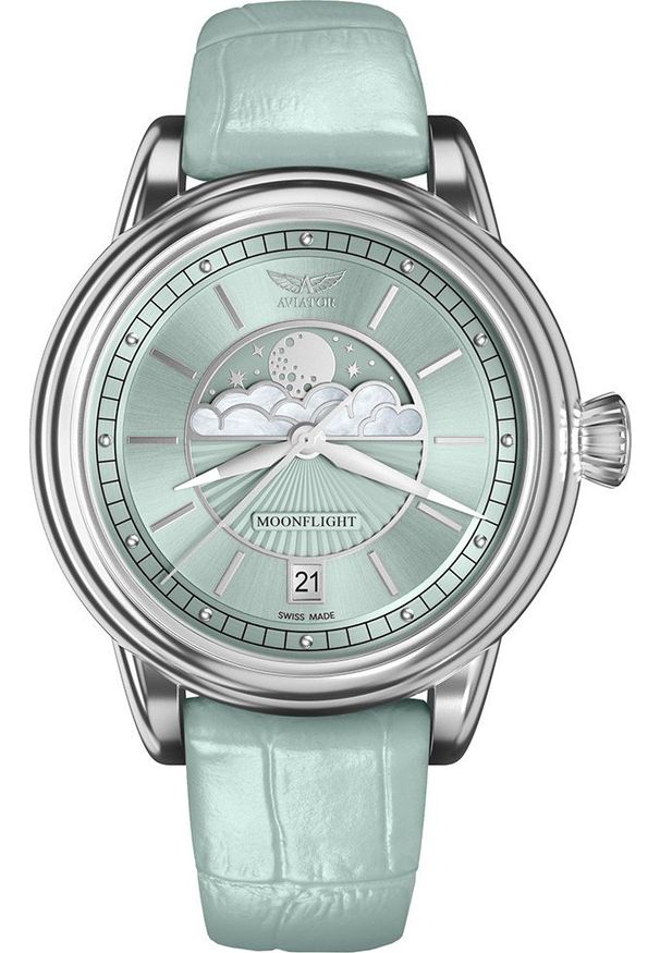 AVIATOR - Zegarek Aviator Zegarek damski Aviator V.1.33.0.261.4 niebieski. Kolor: niebieski