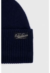Polo Ralph Lauren czapka wełniana kolor granatowy z cienkiej dzianiny wełniana. Kolor: niebieski. Materiał: wełna, dzianina #2