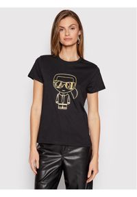 Karl Lagerfeld - T-Shirt KARL LAGERFELD. Typ kołnierza: dekolt w karo. Kolor: czarny #1