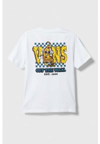 Vans t-shirt bawełniany dziecięcy PIZZA FACE SS VN00089UWHT1 kolor biały z nadrukiem. Kolor: biały. Materiał: bawełna. Wzór: nadruk. Styl: klasyczny #3