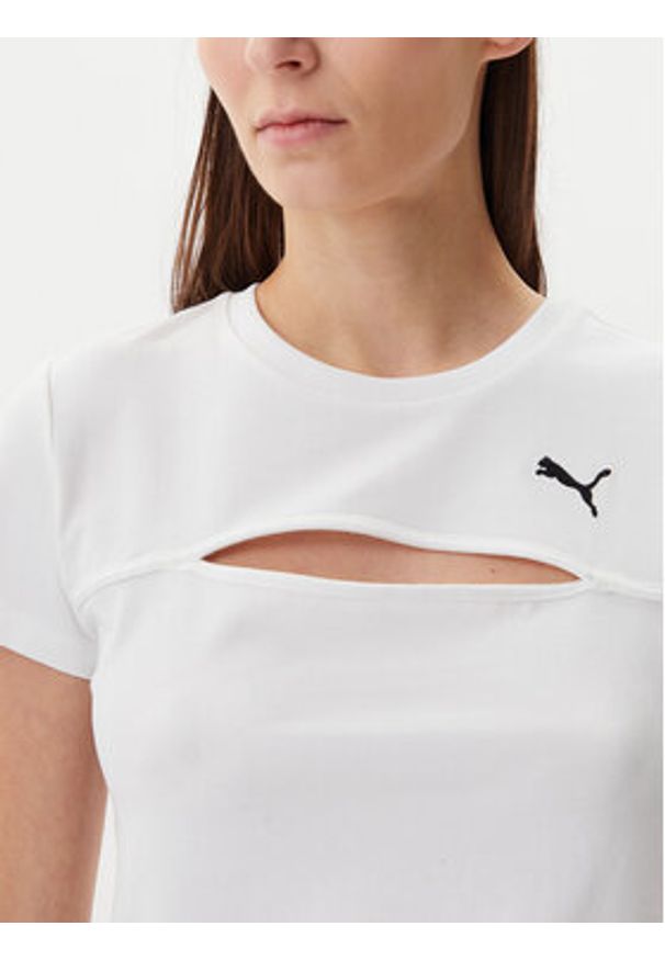 Puma T-Shirt Ess Cut-Out 631164 Biały Slim Fit. Kolor: biały. Materiał: bawełna