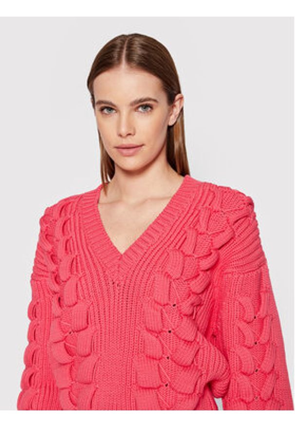 IRO Sweter Arwy AQ240 Różowy Relaxed Fit. Kolor: różowy. Materiał: bawełna, syntetyk