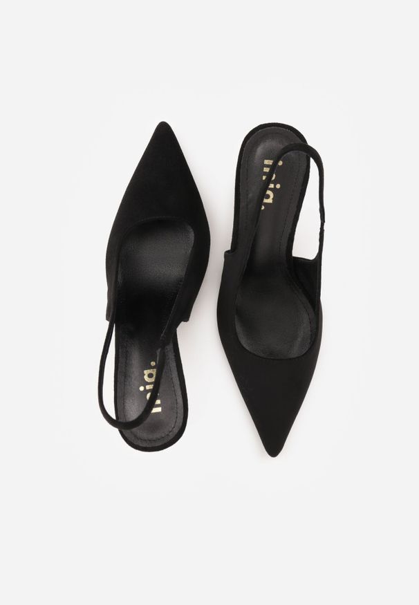 Born2be - Czarne Sandały na Szpilce z Imitacji Zamszu z Noskiem w Szpic Fyrlenne. Okazja: na co dzień. Kolor: czarny. Materiał: zamsz. Obcas: na szpilce. Styl: elegancki, casual