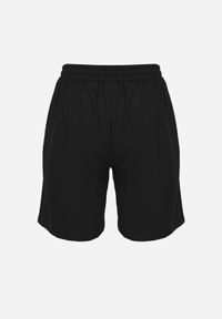 Born2be - Czarne Szorty Dresowe z Bawełną i Sznurkami Leofiel. Okazja: na co dzień, na spacer. Kolor: czarny. Materiał: bawełna, dresówka. Wzór: napisy. Styl: casual, klasyczny #2