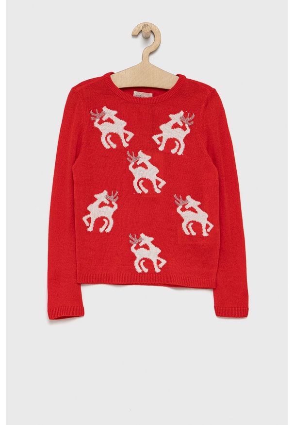 Kids Only Sweter dziecięcy kolor czerwony. Okazja: na co dzień. Kolor: czerwony. Materiał: dzianina. Styl: casual