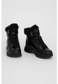 Calvin Klein - Śniegowce skórzane. Nosek buta: okrągły. Zapięcie: sznurówki. Kolor: czarny. Materiał: skóra #3