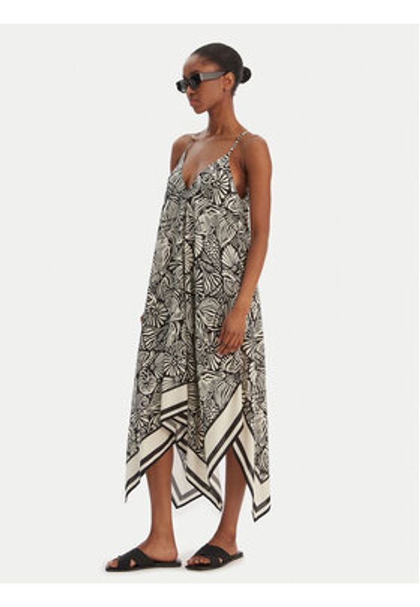 Seafolly Sukienka letnia C Shells 55763-DR Czarny Regular Fit. Kolor: czarny. Materiał: wiskoza. Sezon: lato