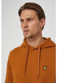 Lyle & Scott Bluza bawełniana męska kolor brązowy z kapturem gładka. Okazja: na co dzień. Typ kołnierza: kaptur. Kolor: brązowy. Materiał: bawełna. Wzór: gładki. Styl: casual #4