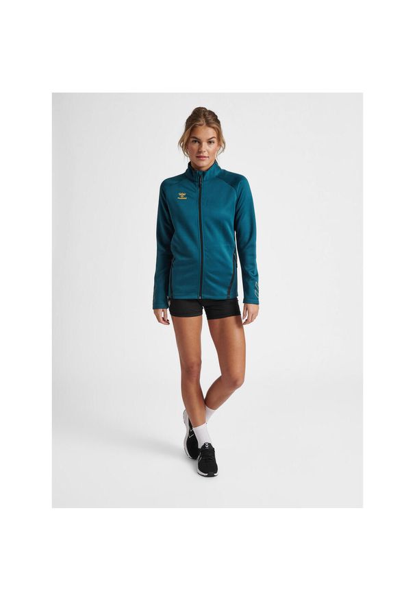 Bluza do piłki ręcznej damska Hummel Cima XK zapinana na zamek. Kolor: niebieski. Materiał: dresówka. Sport: piłka ręczna