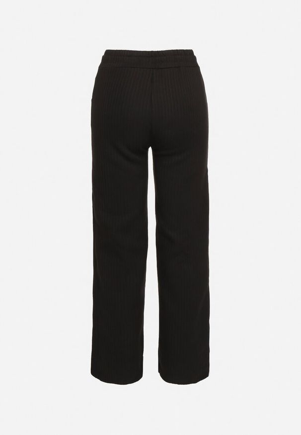 Born2be - Czarne Szerokie Spodnie ze Sznurowaniem Esadriel. Okazja: na co dzień. Kolor: czarny. Styl: casual, elegancki