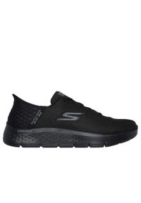 skechers - Buty do chodzenia męskie Skechers Slip ins Go Walk Flex Hands Up. Kolor: czarny. Materiał: materiał, tkanina. Szerokość cholewki: normalna. Sport: turystyka piesza