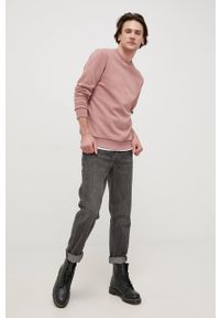 Only & Sons bluza męska kolor różowy gładka. Kolor: różowy. Materiał: dzianina, bawełna. Wzór: gładki #3