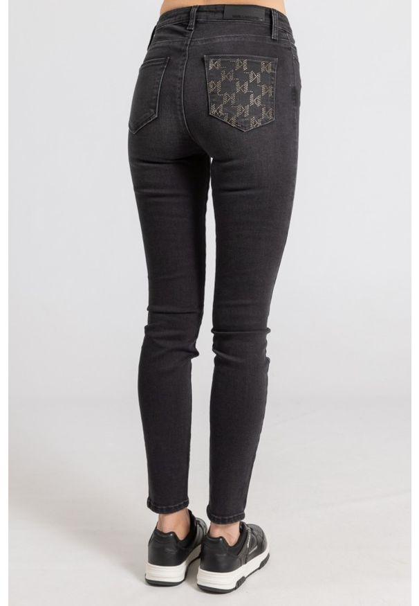 Karl Lagerfeld - KARL LAGERFELD Czarne jeansy damskie Skinny Denim, Rozmiar 26. Okazja: na co dzień. Kolor: czarny. Styl: casual