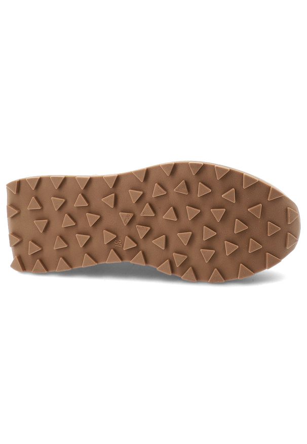 Sneakersy damskie Filippo, skóra naturalna i zamszowa wstawki sznurowany fason gruba amortyzująca podeszwa bieżnikowana podeszwa, beżowe, DP7754/26. Okazja: na spacer, na co dzień. Zapięcie: sznurówki. Kolor: beżowy. Materiał: zamsz, skóra. Szerokość cholewki: normalna. Styl: casual, klasyczny