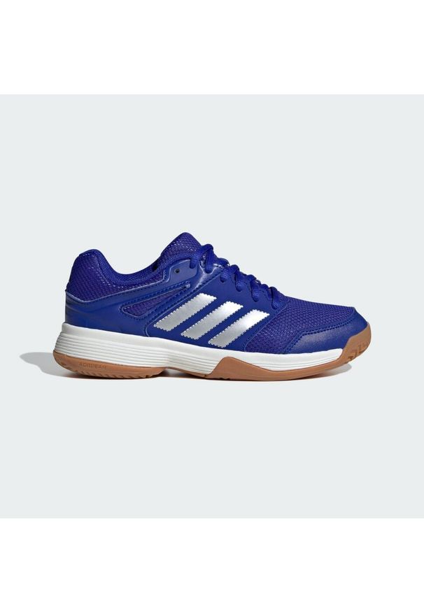 Adidas - Buty piłkarskie Speedcourt IN Kids. Kolor: wielokolorowy, szary, niebieski, brązowy. Materiał: materiał. Sport: piłka nożna