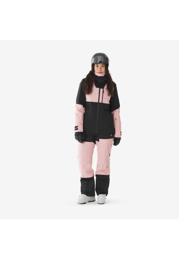WEDZE - Kurtka narciarska i snowboardowa damska Quechua 500 AM. Kolor: różowy, wielokolorowy, czarny. Materiał: materiał. Sezon: zima. Sport: narciarstwo, snowboard