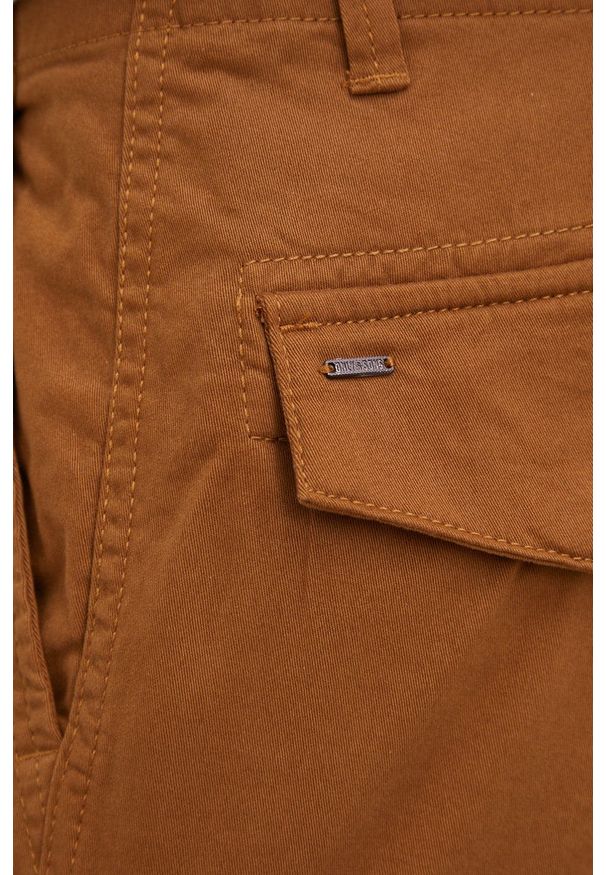 Only & Sons spodnie męskie kolor brązowy w fasonie cargo. Okazja: na co dzień. Kolor: brązowy. Materiał: bawełna, tkanina. Wzór: gładki. Styl: casual