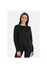 TEYLI - Bawełniana bluza damska z okrągłym dekoltem Teyli Ellis. Kolor: czarny. Materiał: elastan, bawełna. Sport: fitness, turystyka piesza