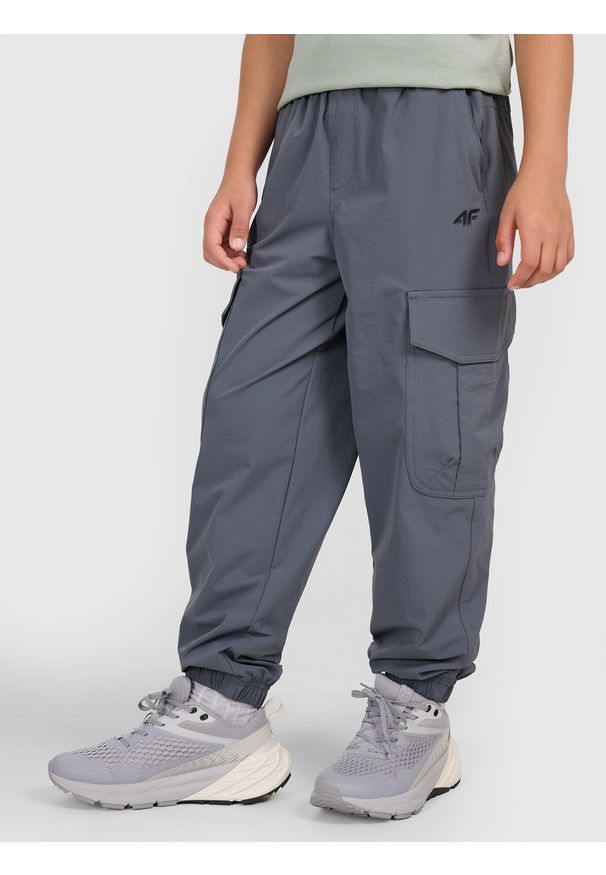 4f - 4F Spodnie casual cargo chłopięce - szare 146 (10-11 lat). Okazja: na co dzień. Kolor: szary. Sezon: lato. Styl: casual