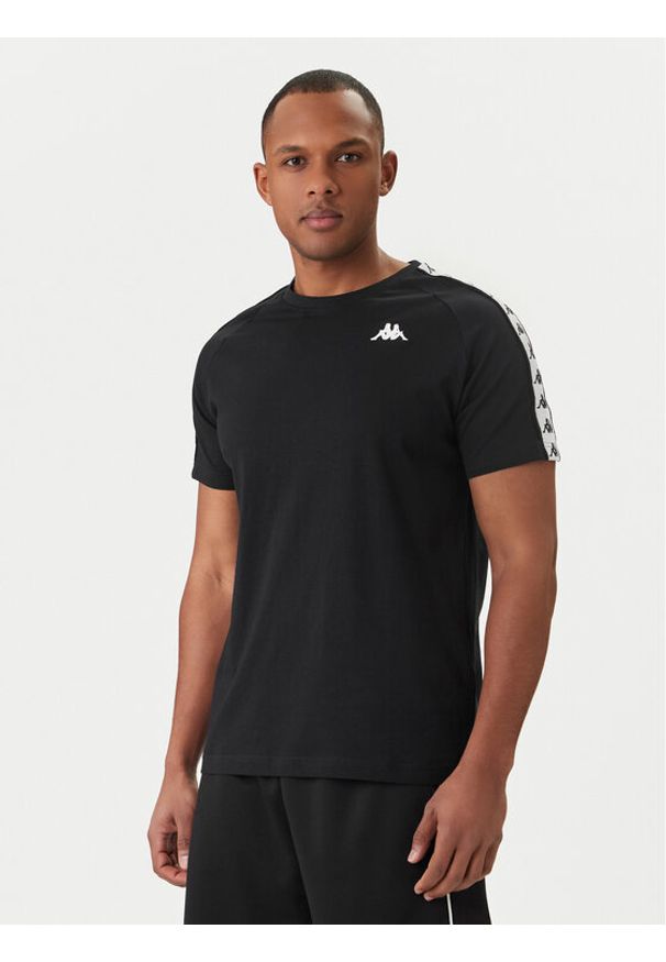 Kappa T-Shirt 303UV10 Czarny Slim Fit. Kolor: czarny. Materiał: bawełna