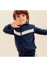 DOMYOS - Bluza dziecięca Domyos Basic rozpinana. Kolor: beżowy, wielokolorowy, niebieski. Materiał: elastan, materiał, bawełna, prążkowany, tkanina, poliester
