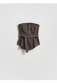 Reserved - Top z paskiem - dark grey jeans. Materiał: jeans