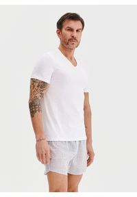 Pako Lorente - PAKO LORENTE – T-shirt v-neck w białym kolorze, dwupak. Kolor: czarny, biały. Materiał: elastan, bawełna. Długość rękawa: krótki rękaw. Długość: krótkie