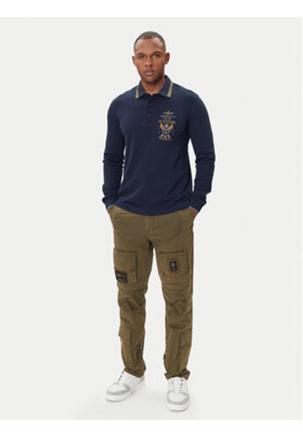 Aeronautica Militare Polo 252PO1896UP00173 Granatowy Regular Fit. Typ kołnierza: polo. Kolor: niebieski. Materiał: bawełna