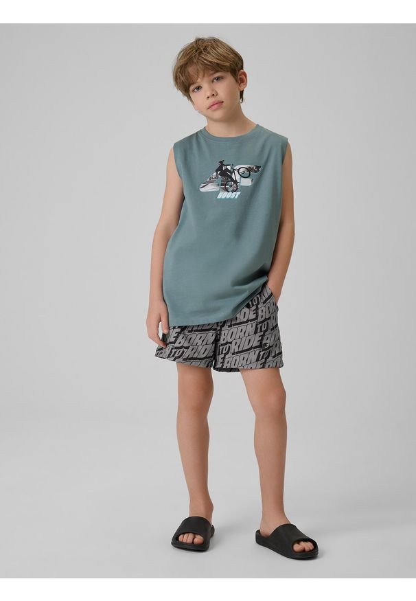 4f - 4F Spodenki plażowe boardshorty chłopięce - czarne 146/152 (10-12 lat). Kolor: czarny