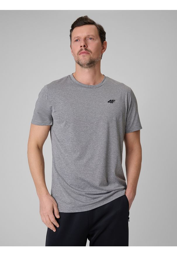4f - 4F Koszulka treningowa regular szybkoschnąca męska - granatowa M. Kolor: szary. Materiał: skóra. Sport: fitness