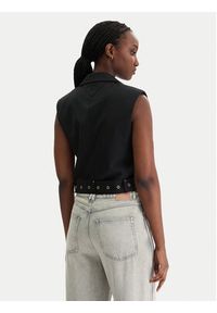 Karl Lagerfeld - KARL LAGERFELD Kamizelka garniturowa B1W14009 Czarny Slim Fit. Typ kołnierza: dekolt w karo. Kolor: czarny. Materiał: syntetyk #2