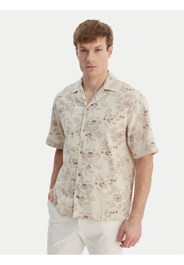 Guess Koszula M6GH29 W1718 Beżowy Regular Fit. Kolor: beżowy. Materiał: syntetyk