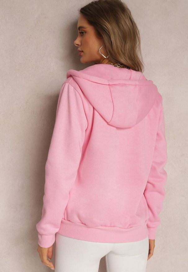 Renee - Różowa Bluza z Kapturem Zapinana na Suwak Edan. Okazja: na co dzień. Typ kołnierza: kaptur. Kolor: różowy. Materiał: jeans. Długość rękawa: długi rękaw. Długość: długie. Styl: sportowy, elegancki, klasyczny, casual