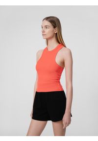4f - 4F Crop top z prążkowanej dzianiny damski XS. Kolor: czerwony. Materiał: dzianina, prążkowany