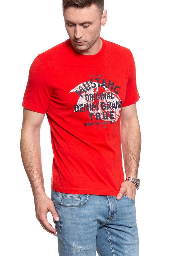 Mustang - T-SHIRT MĘSKI MUSTANG Alex C Print 1009508 7130. Wzór: nadruk