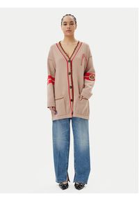 Pinko - PINKO Kardigan Borghese 104620 Brązowy Relaxed Fit. Kolor: brązowy. Materiał: bawełna